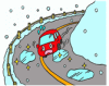 冬道を走る自動車のイラスト