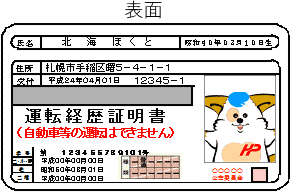 運転免許経歴書の写真－表面