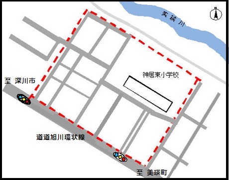 神居東小学校周辺地区の地図
