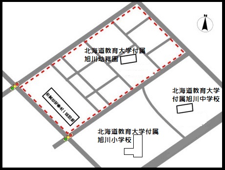 北海道教育大学付属旭川幼稚園周辺地区の地図