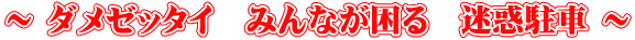 ～ ダメゼッタイ　みんなが困る　迷惑駐車 ～