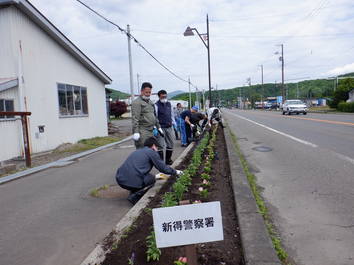 国道での植栽作業の様子