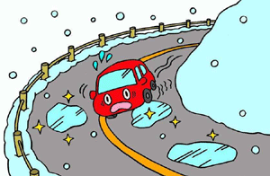 スリップする自動車のイラスト