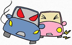 無理な追い越しをする自動車のイラスト