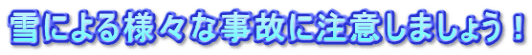 雪による様々な事故に注意しましょう！