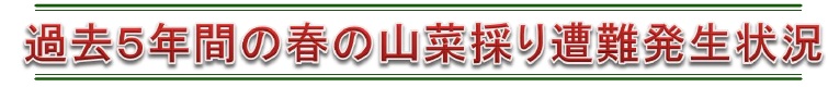 過去５年間の春の山菜採り遭難発生状況