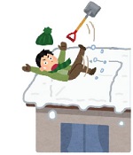 屋根から滑り落ちる人のイラスト