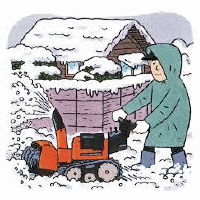 除雪機を使用する人のイラスト