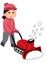 除雪機を使用する人のイラスト